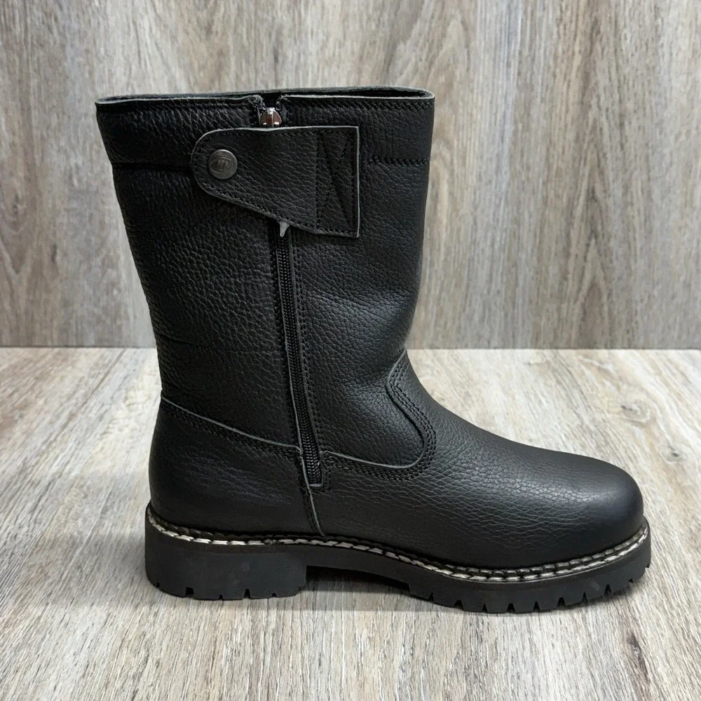 TECNICA Leather Outdoor Boots Mens 9.5 Side Zip Rubber Lug Sole Never Worn